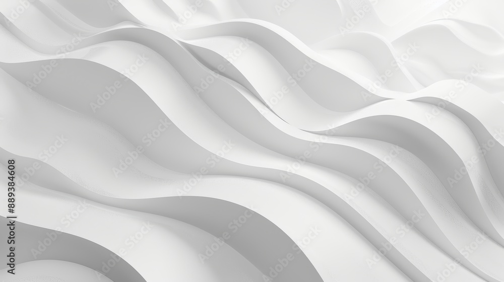 Poster white 3d undulating lines abstract wallpaper. light 3d render.