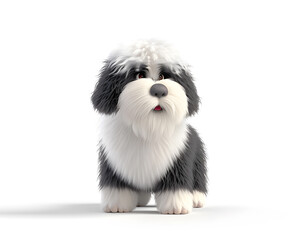 Happy and Playful Puppy in Pastel 3D Render.Minimalist 3D rendering of a cute dog viewed from above with a white background.

