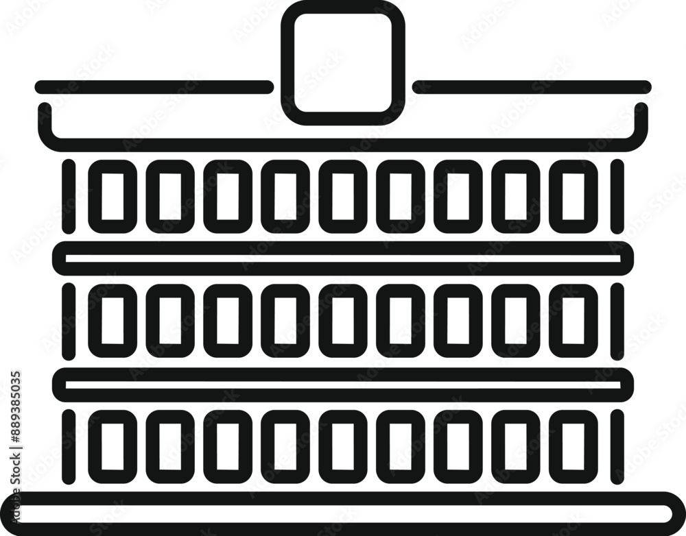 Aufkleber line icon of a big data center processing information, concept of data mining farm