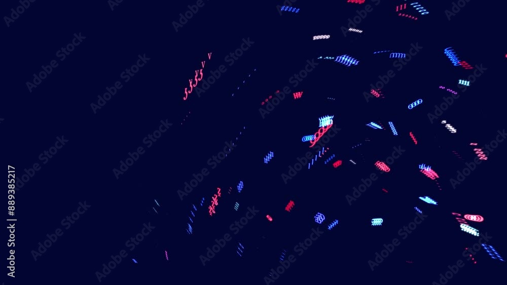Poster symbols form whorls, information ai construction of digits. vj loop hologram abstract multicolored b