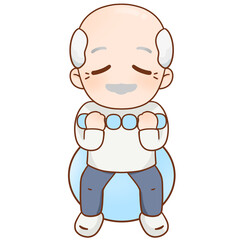 Obraz premium Senior older man doing workout illustration hand drawn painting