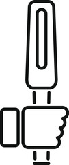 Line icon of a hand holding a uv disinfection lamp sterilizing a surface