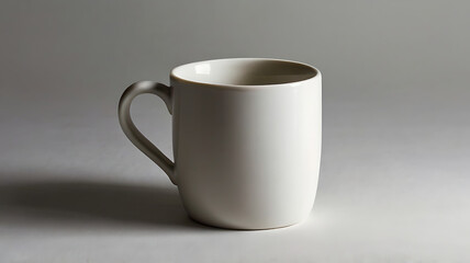 Fototapeta premium A white ceramic coffee mug on a plain white background, with a subtle shadow to add depth