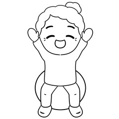 Senior older man doing workout line art illustration hand drawn black outline