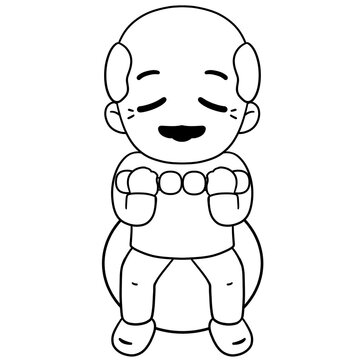 monk meditating black and white cartoon clip art preview