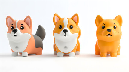 Obraz premium 3D render Corgi Welsh dog, full body, 3D, isolated white background, copy space.cute 