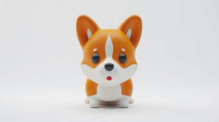 Fototapeta premium 3D render Corgi Welsh dog, full body, 3D, isolated white background, copy space.cute 