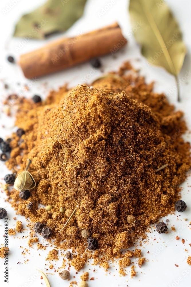 Poster A collection of cinnamon and various spices displayed on a table