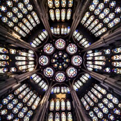 Naklejka premium Radiant Spectrum: A Glimpse of the Stained Glass Rose Window