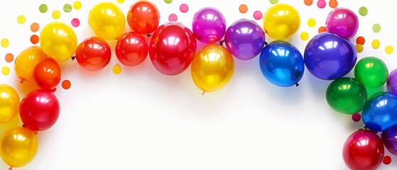 Obraz premium balloon banner rainbow border frame on white background