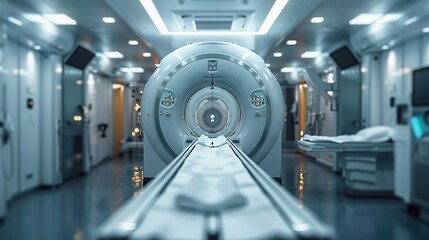 CT scan image on a flat screen minimal clean background bright studio lighting highlighting the detailed scan