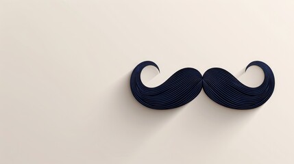 A vibrant flat design illustration of a classic handlebar mustache, black and neatly curled at the ends, on a plain white background.