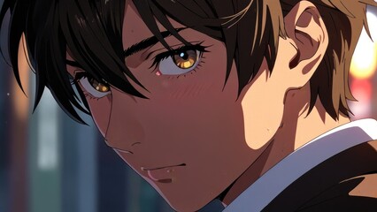 Anime Male Character with Dynamic Hairstyle