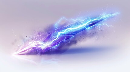 A futuristic digital rendering of a neon lightning bolt, glowing blue and white against a plain white background.