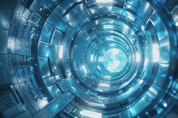 Blue and Silver light, Explore the futuristic vistas of an abstract radial technology city.