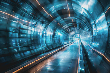 Blue and Silver light, Explore the futuristic vistas of an abstract radial technology city.