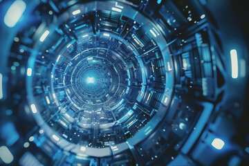 Blue and Silver light, Explore the futuristic vistas of an abstract radial technology city.