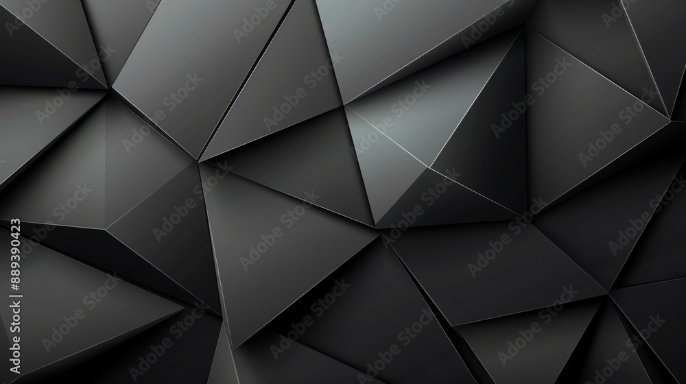 Poster geometric 3d forms with an extruded futuristic design - black, tech background. 3d rendering.