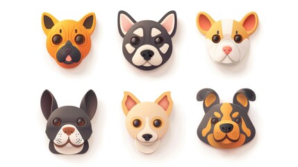 Fototapeta premium Set of 9 sleek pet icons, modern and symmetrically arranged on white background