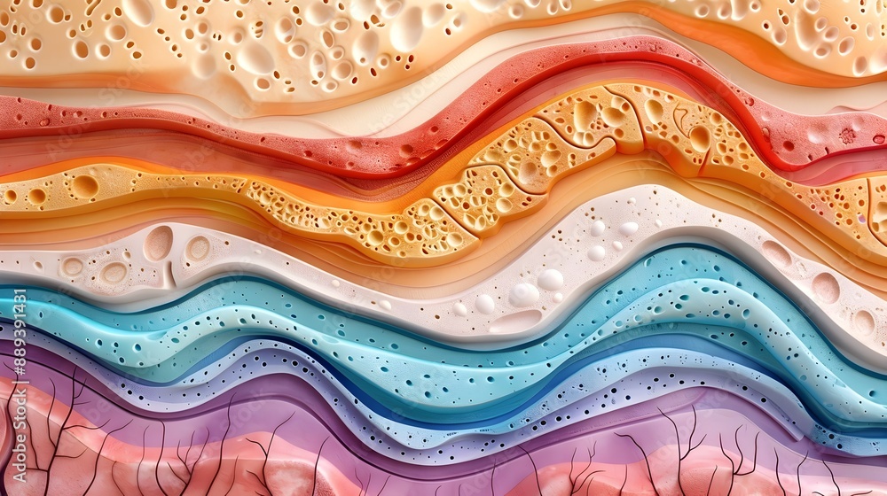 Poster mesmerizing fluid waves of vibrant gradient patterns in digital art design
