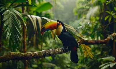 Fototapeta premium Stock Photography Photo Image of a toucan in the jungle in HD 8K