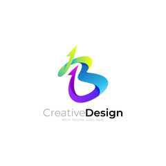 Obraz premium Arrow logo and letter B design combination, 3d style design