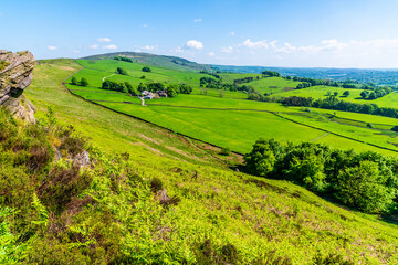 A view from the northern end along the Roaches escarpment near to Lud's Church in Staffordshire in summertime