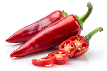 Red chili pepper isolated white background