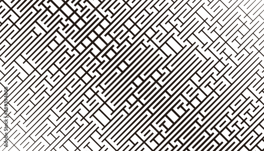 Poster Abstract maze pattern. Black isolated on white background. Fully editable vector element. Vector Format Illustration 