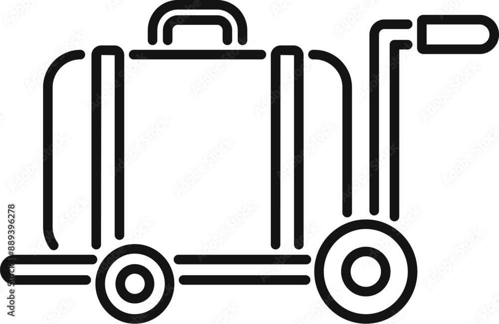 Poster Simple line art icon of a luggage trolley, commonly used in the travel and tourism industry