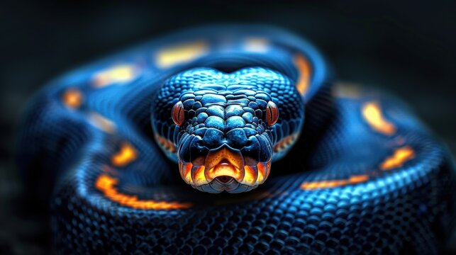 An iron python coiling with anger