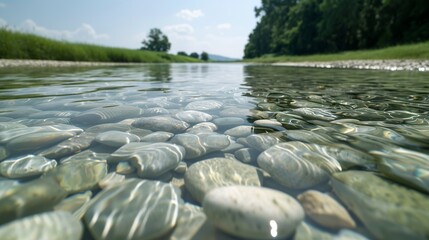 Showcase the Water Quality Act's provisions for ensuring safe drinking water and aquatic ecosystem health in Micro Stock. Height Resolution Photo, , Minimalism,