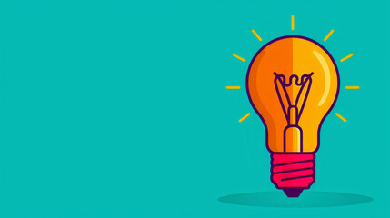 Bright light bulb illustration on a teal background, symbolizing creativity, ideas, innovation, and inspiration.