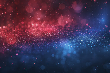 Vibrant abstract background with a dynamic mix of red and blue bokeh lights.