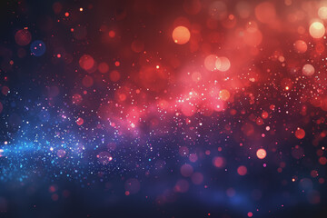 Vibrant abstract background with a dynamic mix of red and blue bokeh lights.