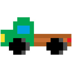 Obraz premium Car in pixel art. Car in retro 8-bit game style. Pixel car design for stickers, icons, cards.