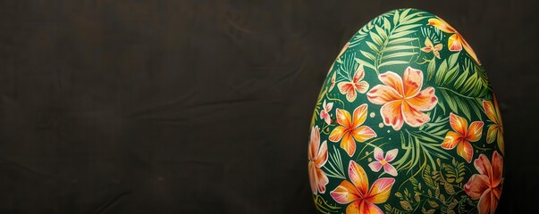 Egg decorated with Thai floral patterns, cultural expression, artistic heritage