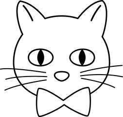 Halloween black cat head outline vector.
Isolated late Halloween cat avatar outline svg.