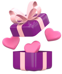 Gift Box with Mini Heart. 3D Illustration.