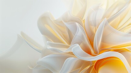 Fototapeta premium A white background with a yellow and beige gradient in the shape of an abstract flower.