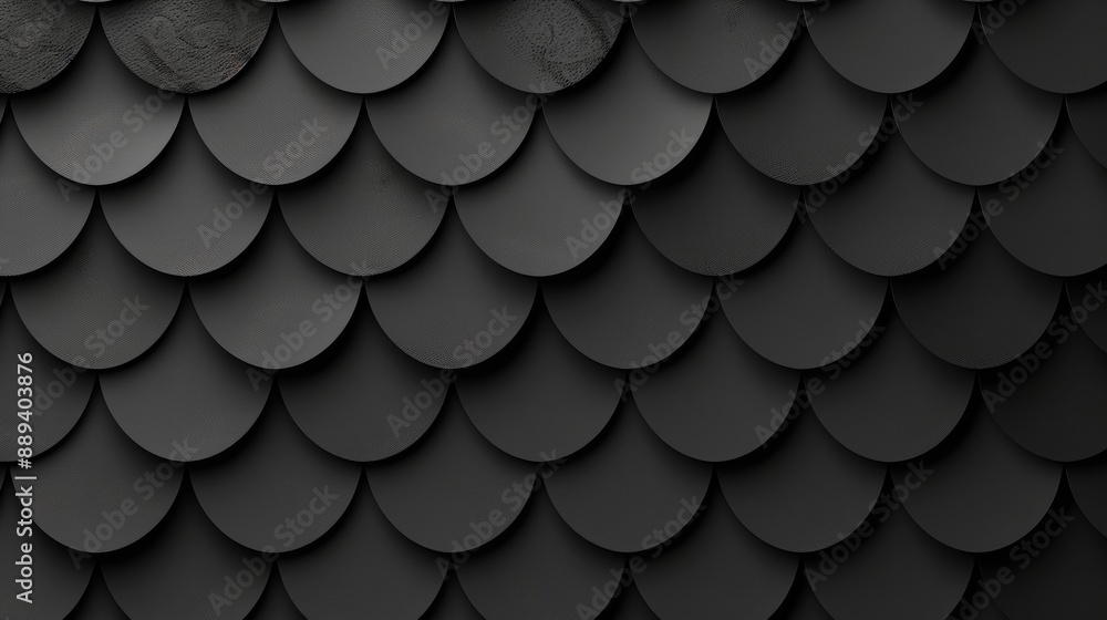 Poster wall texture with a 3d tile pattern. dark 3d background with fish scale blocks. 3d rendering.