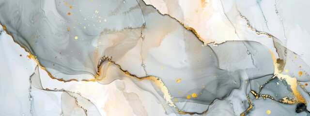 An abstract brown and gold glitter color horizontal background. A marble texture. Colors from alcohol ink.