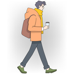 Break Time Walk with Coffee Illustration