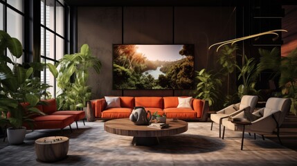Modern Living Room with Tropical Vibes