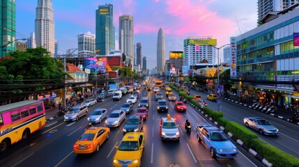 Vibrant Blend of Tradition and Modernity in a Busy Thai City - Urban Landscape