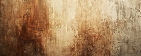 Obraz premium A textured wall background with abstract brushstrokes in shades of brown and beige, giving a rustic and earthy vibe.