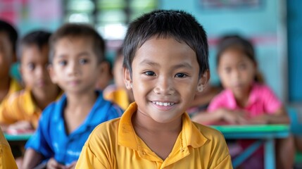 Diverse Group of Thai Children Engaged in School and Extracurriculars