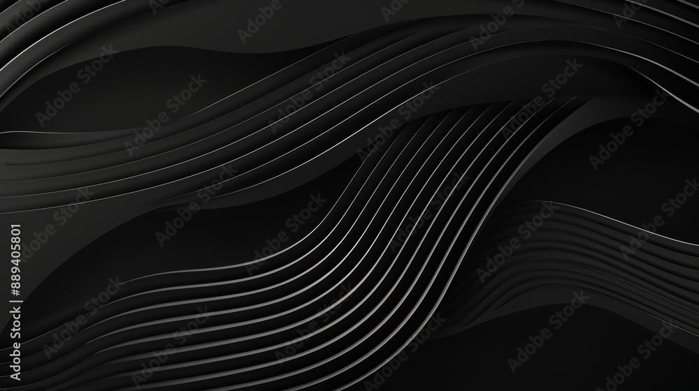 Poster an abstract wallpaper with 3d undulating lines. dark 3d render with copyspace.