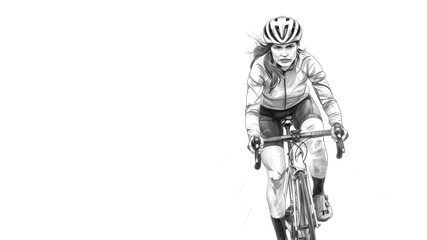 Fototapeta premium Pencil sketch art of athlete cyclist ride bicycle at race competition