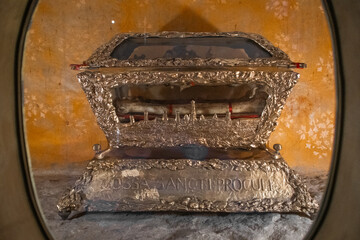 holy saint's bones in italian church